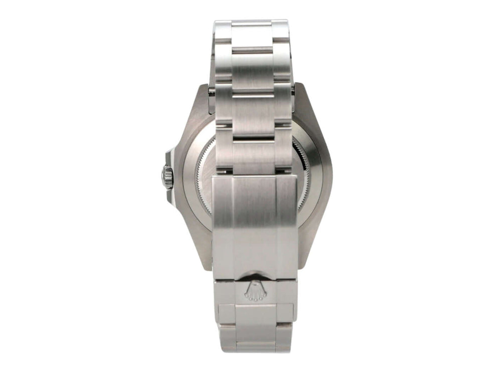 Rolex Explorer II 226570 Schwarz Rückansicht mit satiniertem Edelstahlarmband und Sicherheitsfaltschließe.