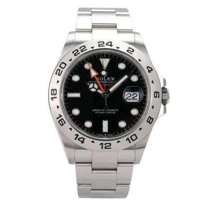 Rolex Explorer II 226570 Schwarz mit schwarzem Zifferblatt, Edelstahlarmband und 24-Stunden-Lünette