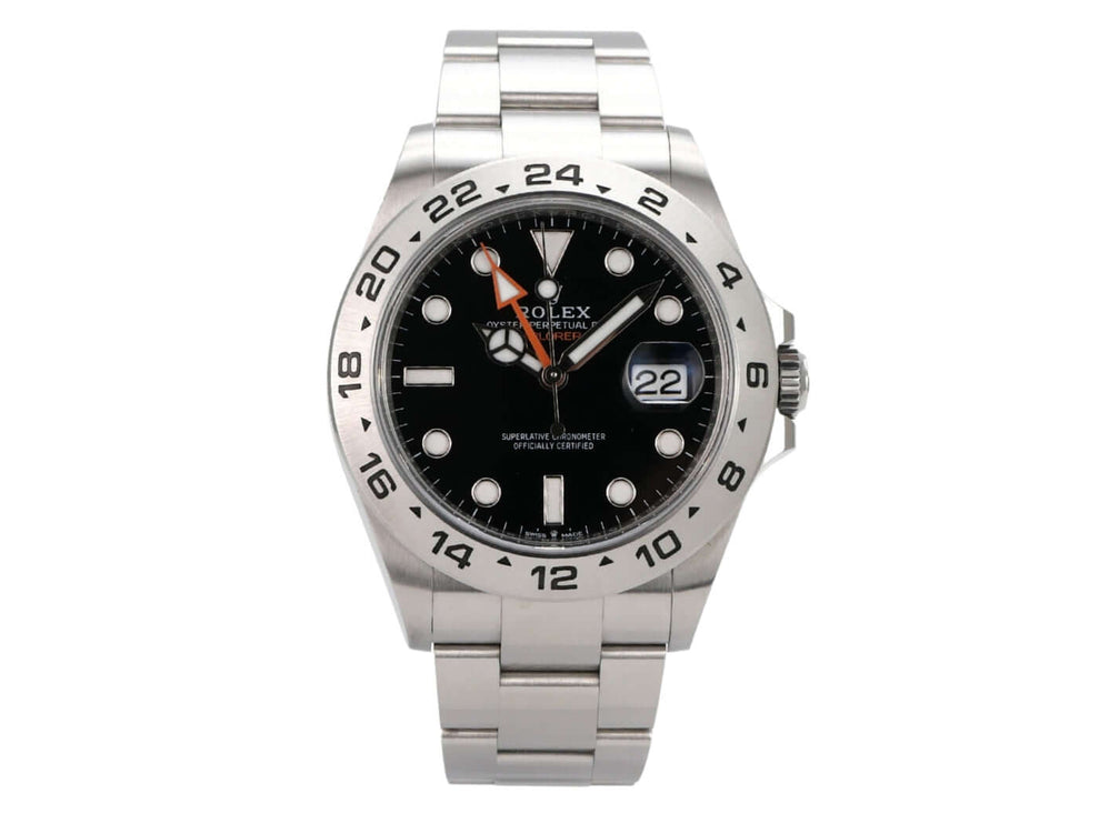 Rolex Explorer II 226570 Schwarz mit schwarzem Zifferblatt, Edelstahlarmband und 24-Stunden-Lünette