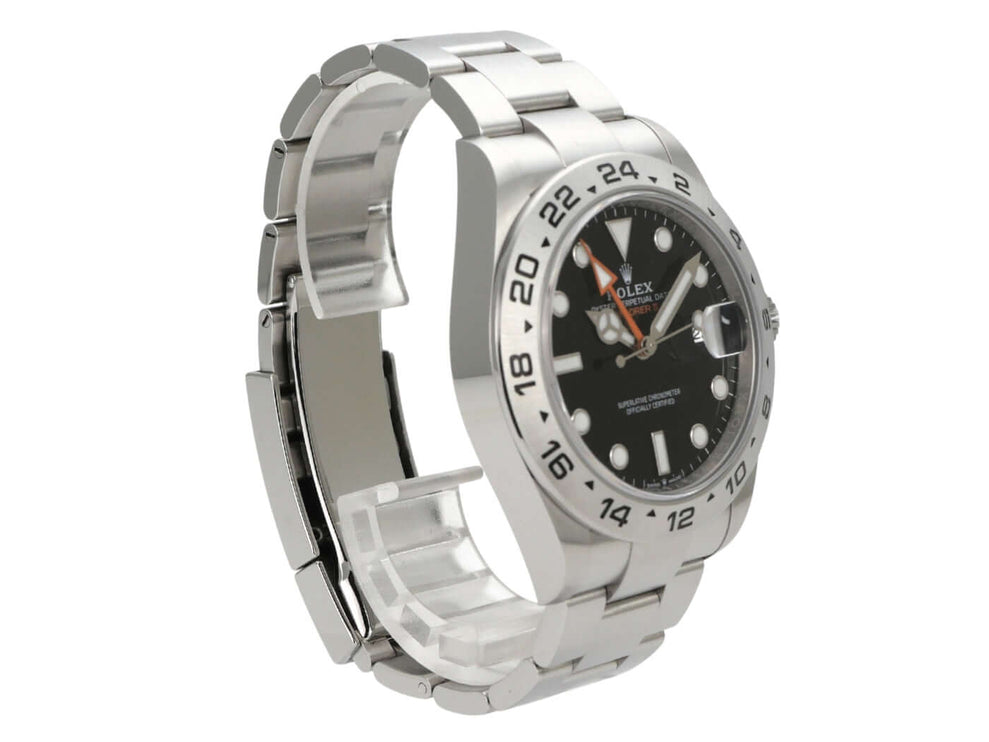 Rolex Explorer II 226570 Schwarz mit Edelstahlarmband, schwarzem Zifferblatt und 24-Stunden-Lünette