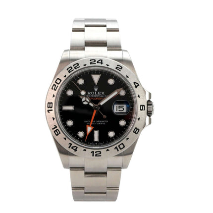 Rolex Explorer II 226570 Uhr mit schwarzem Zifferblatt, Edelstahl-Gehäuse und Oyster-Armband.