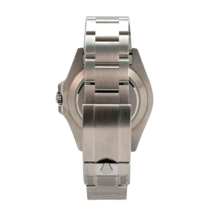 Rolex Explorer II 226570 Edelstahl Armband von hinten, poliertes und satiniertes Gehäuse, 42 mm Durchmesser.