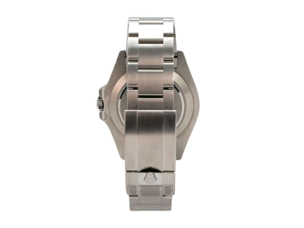 Rolex Explorer II 226570 Edelstahl Armband von hinten, poliertes und satiniertes Gehäuse, 42 mm Durchmesser.