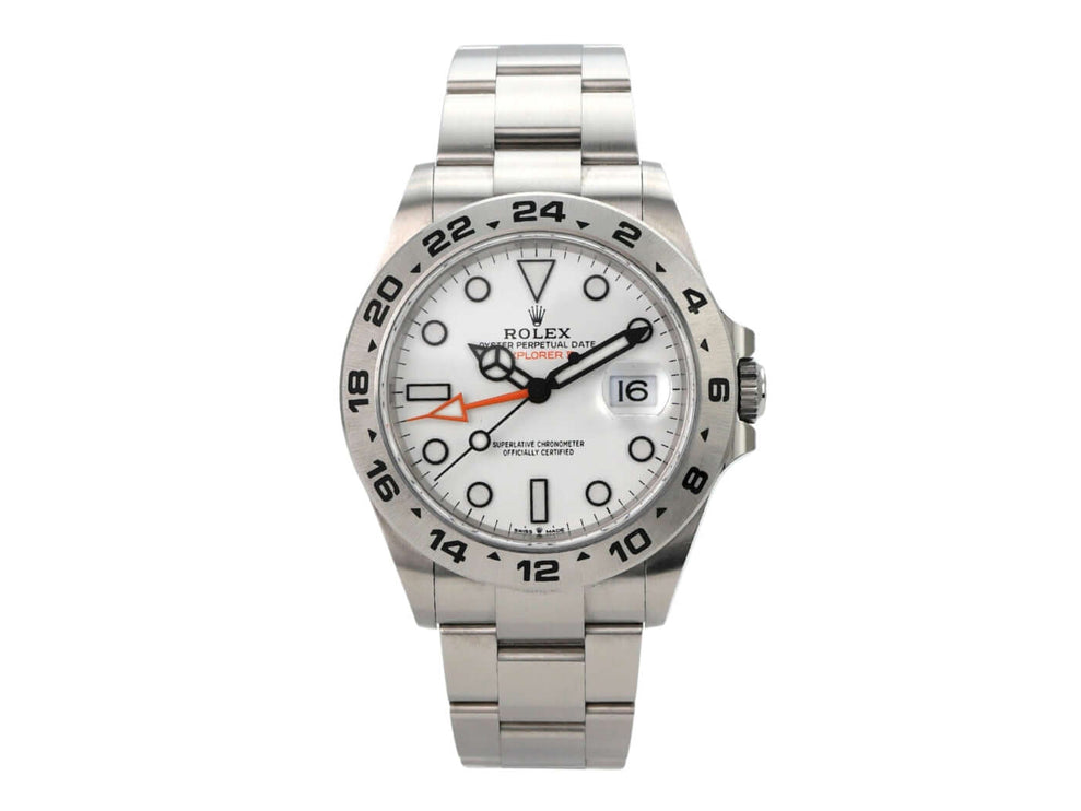 Rolex Explorer II 226570 Weiß - Edelstahl Uhr mit weißem Zifferblatt und 24-Stunden-Skala
