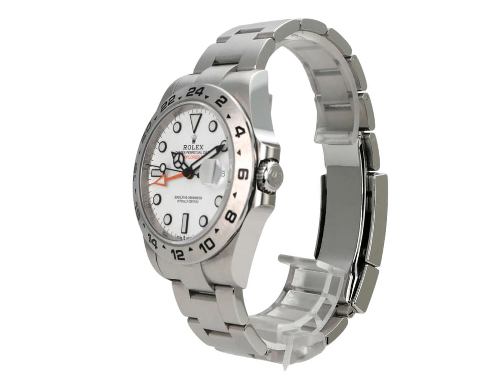 Rolex Explorer II 226570 Weiß, Edelstahl Armbanduhr mit weißem Zifferblatt und Leuchtindizes
