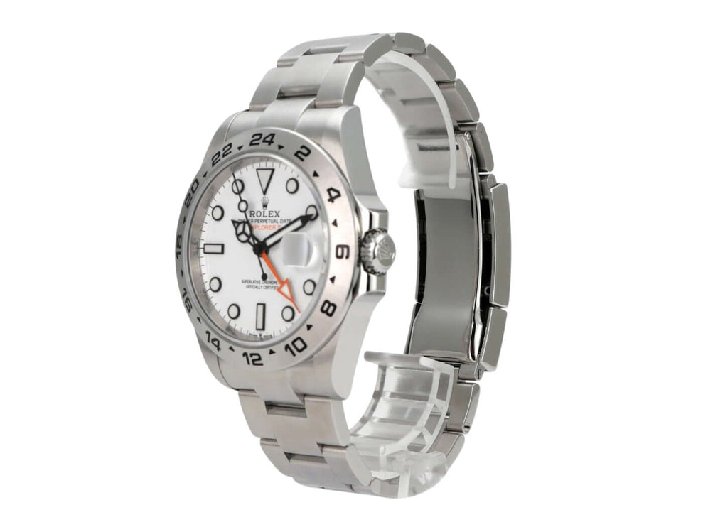 Rolex Explorer II 226570 Weiß Armbanduhr aus Edelstahl mit weißem Zifferblatt und 24-Stunden Skala