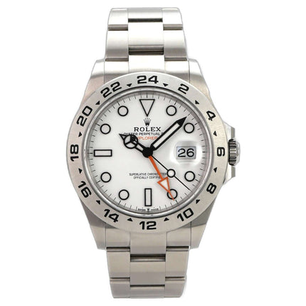 Rolex Explorer II 226570 Weiß, Edelstahl-Sportuhr mit weißem Zifferblatt, 24-Stunden-Lünette und Oysterband
