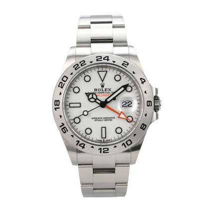 Rolex Explorer II 226570 Weiß Armbanduhr Edelstahl mit weißem Zifferblatt und orangefarbenem Zeiger