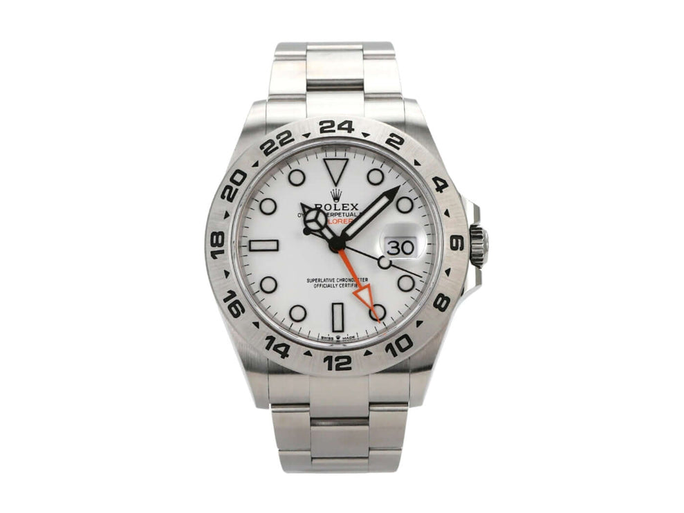 Rolex Explorer II 226570 Weiß mit weißem Zifferblatt und Edelstahlarmband
