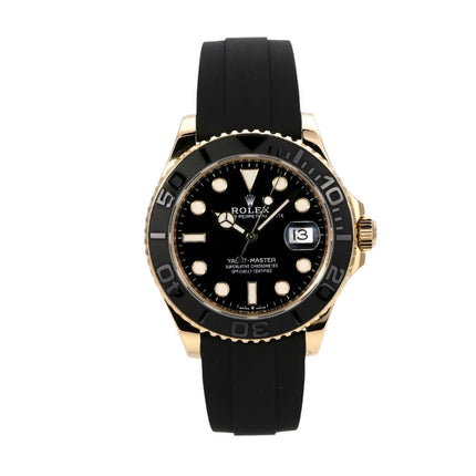 Rolex Yacht-Master 42 Gelbgold 226658 mit schwarzem Zifferblatt und Kautschukband