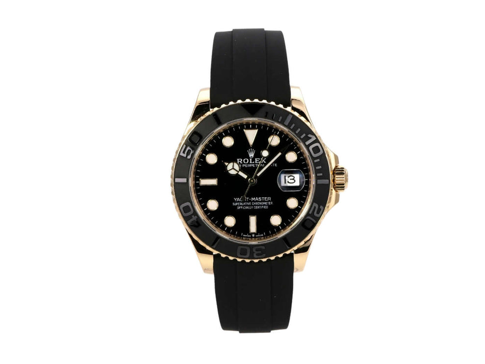 Rolex Yacht-Master 42 Gelbgold 226658 mit schwarzem Zifferblatt und Kautschukband