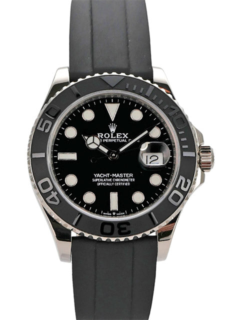 Rolex Yacht-Master 42 Weißgold 226659 mit schwarzem Zifferblatt und Oyster Kautschukband