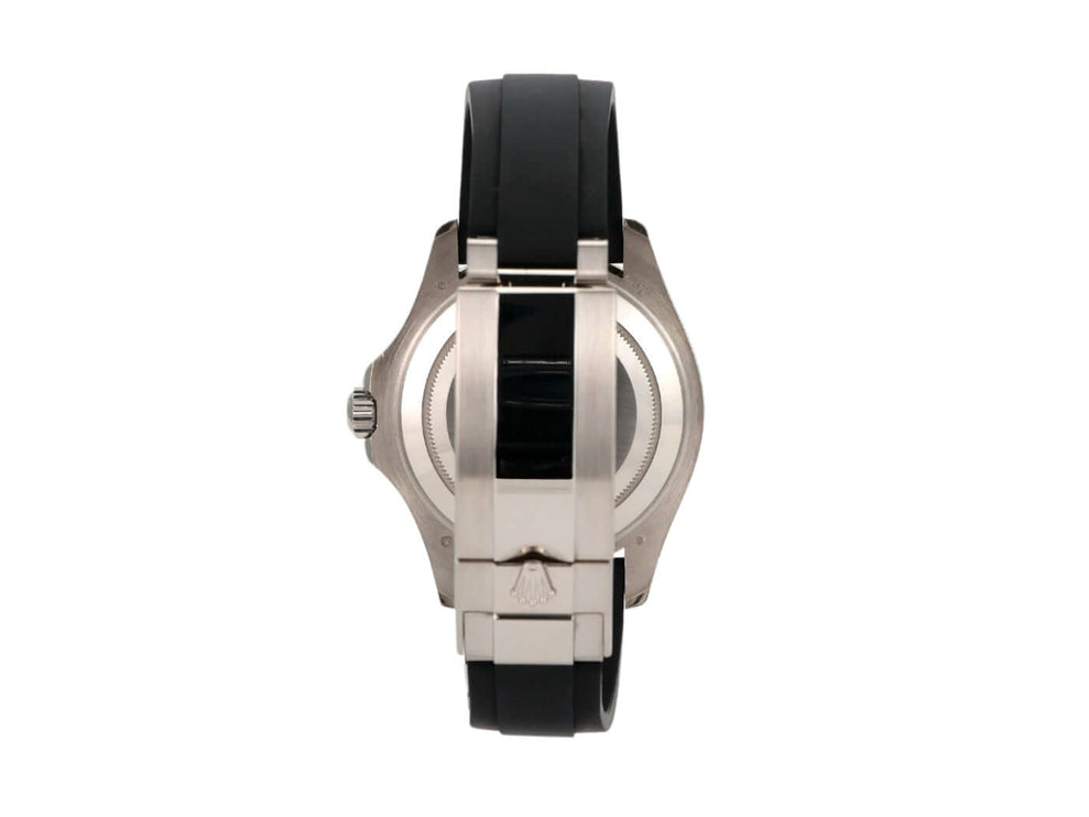 Rolex Yacht-Master 42 in 18 kt Weißgold mit Oyster Kautschukband und Sicherheitsfaltschließe. Rückansicht.