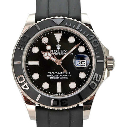 Rolex Yacht-Master 42 Weißgold 226659 mit schwarzem Zifferblatt, Keramiklünette und Oyster-Kautschukband
