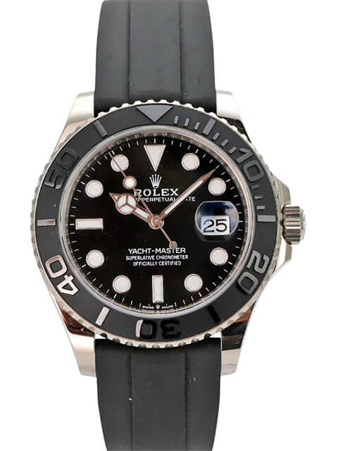 Rolex Yacht-Master 42 Weißgold 226659 mit schwarzem Zifferblatt, Keramiklünette und Oyster-Kautschukband