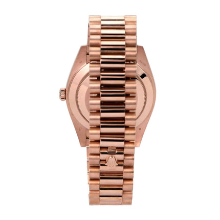 Rolex Day-Date 40 Everose-Gold 228235 Choco Index, Rückansicht mit Präsident-Armband