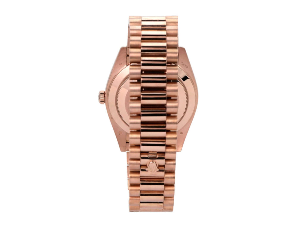 Rolex Day-Date 40 Everose-Gold 228235 Choco Index, Rückansicht mit Präsident-Armband