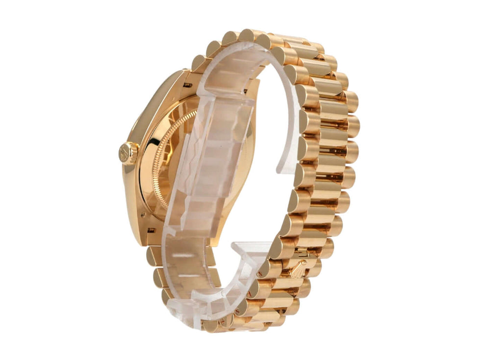 Rolex Day-Date 40 Gelbgold 228238 Champagner Diamant seitliche Ansicht mit Präsident-Armband aus 18 kt Gelbgold.