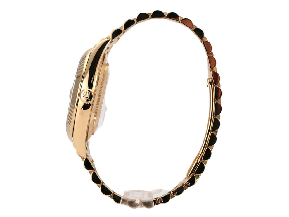 Rolex Day-Date 40 Gelbgold 228238 Champagner seitliche Ansicht des Gehäuses und Armbands