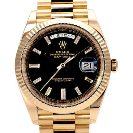 Rolex Day-Date 40 Gelbgold 228238 Schwarz Diamant, schwarzes Zifferblatt, 18 kt Gelbgold, 40 mm