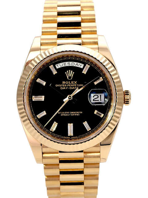 Rolex Day-Date 40 Gelbgold 228238 Schwarz Diamant, schwarzes Zifferblatt, 18 kt Gelbgold, 40 mm