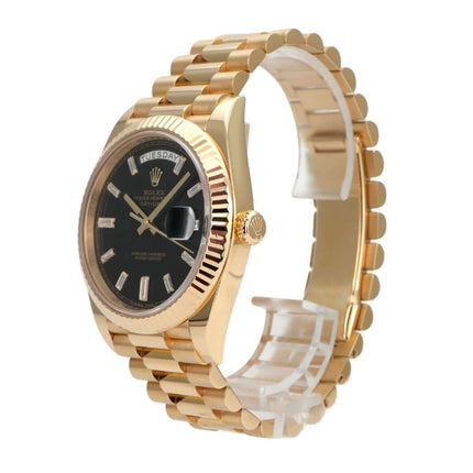 Rolex Day-Date 40 Gelbgold 228238 Schwarz Diamant mit schwarzem Diamantzifferblatt und Präsident-Armband