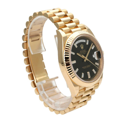 Rolex Day-Date 40 Gelbgold 228238 Schwarz Diamant, Luxus-Uhr mit schwarzem Diamantzifferblatt