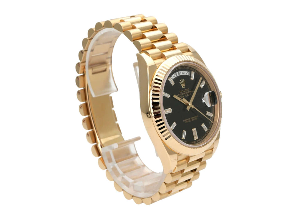 Rolex Day-Date 40 Gelbgold 228238 Schwarz Diamant, Luxus-Uhr mit schwarzem Diamantzifferblatt