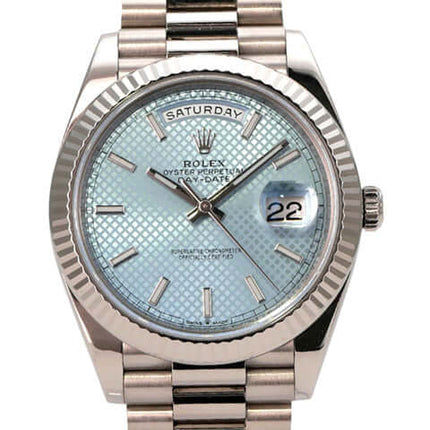 Rolex Day-Date 40 Weißgold 228239 Eisblau, 18 kt Weißgold, Präsident-Armband, blaues Zifferblatt