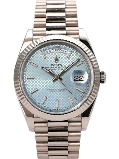 Rolex Day-Date 40 Weißgold 228239 Eisblau, 18 kt Weißgold, Präsident-Armband, blaues Zifferblatt