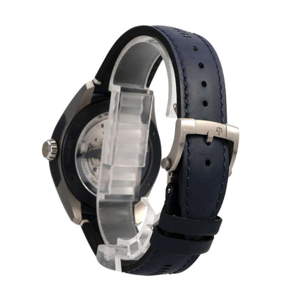 Ulysse Nardin Freak X Ti Blue 2303-270/03 seitliche Ansicht mit blauem Lederarmband und Titan-Gehäuse