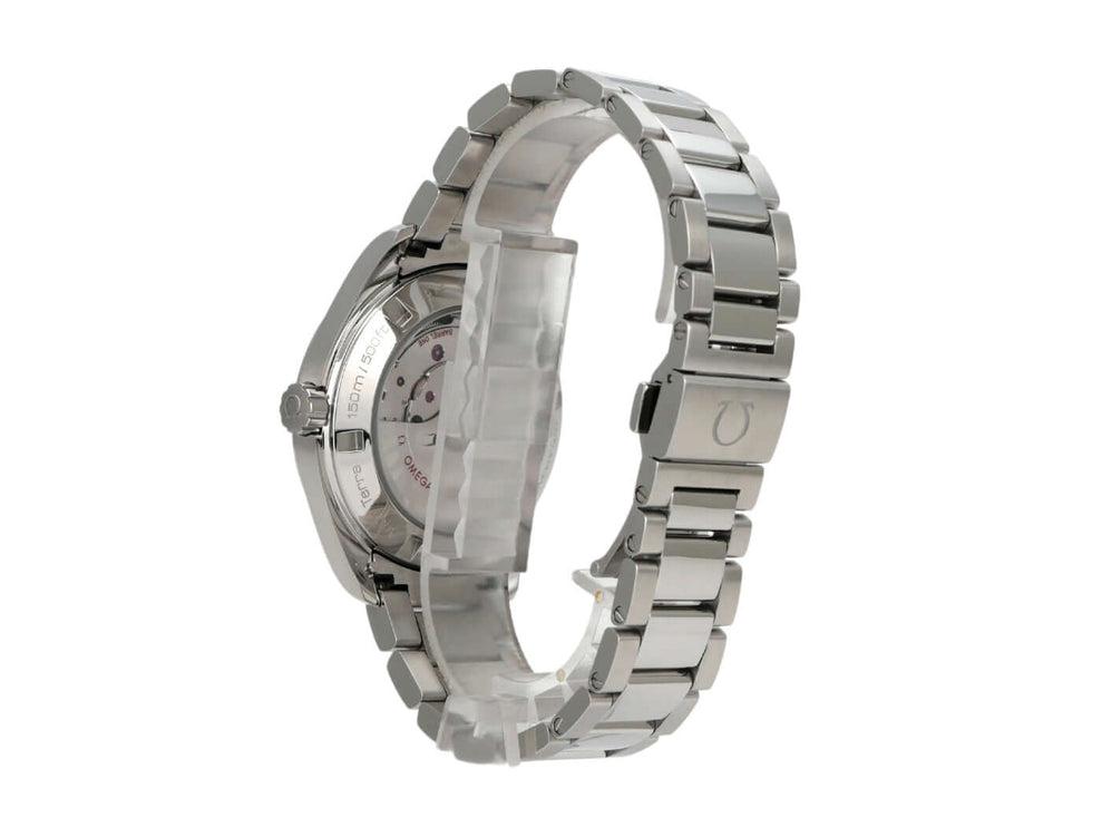 Seitenansicht der Omega Seamaster Aqua Terra 231.12.42.21.01.003 mit Edelstahlband und glattem Gehäuse