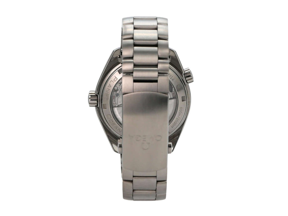 Omega Seamaster Planet Ocean GMT 232.90.44.22.03.001 Rückansicht des Titanarmbands und Gehäuses.