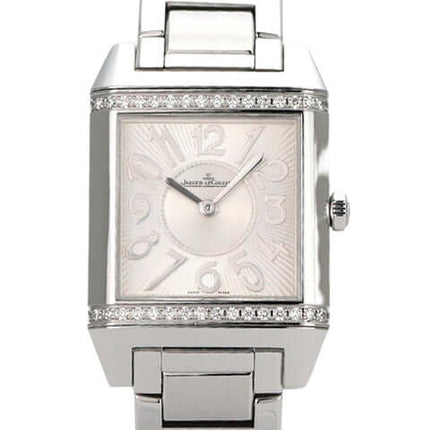 Jaeger-LeCoultre Reverso Squadra Lady Diamonds 234.8.47, Edelstahl, Diamanten, silberfarbenes Zifferblatt, Quarz-Uhrwerk.