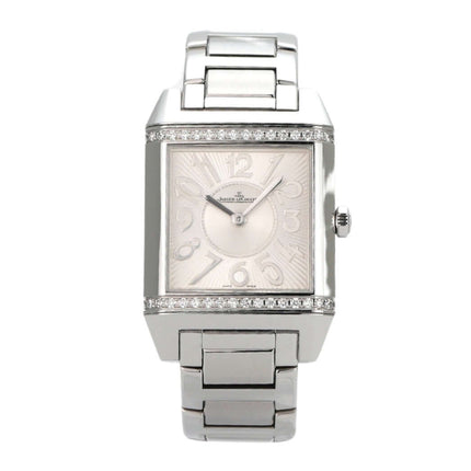 Jaeger-LeCoultre Reverso Squadra Lady Diamonds 234.8.47 mit Diamanten, silberfarbenem Zifferblatt und Edelstahlarmband