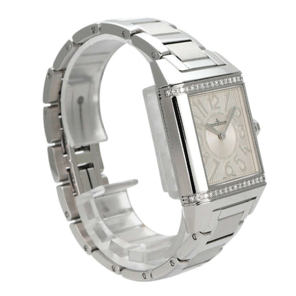 Jaeger-LeCoultre Reverso Squadra Lady Diamonds 234.8.47 mit silberfarbenem Zifferblatt und diamantbesetzter Lünette