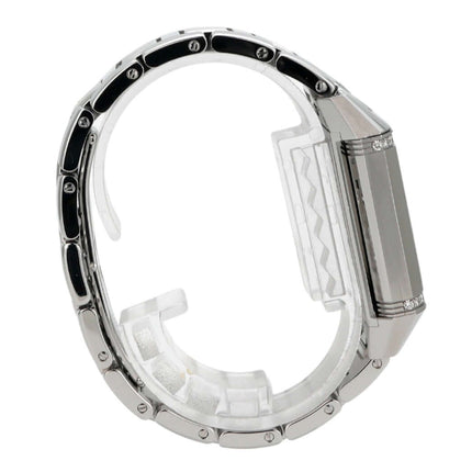 Jaeger-LeCoultre Reverso Squadra Lady Diamonds Uhr, polierter Edelstahl, mit Diamanten, elegantes Design.