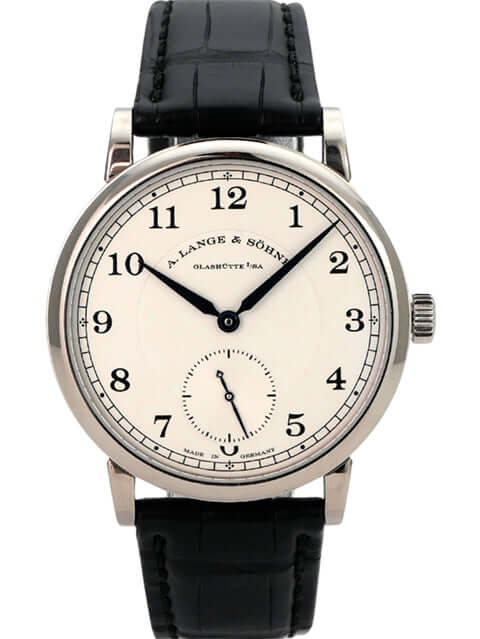 A. Lange & Söhne 1815 Weißgold 235.026, weißgoldene Luxusuhr mit silbernem Zifferblatt und Lederband