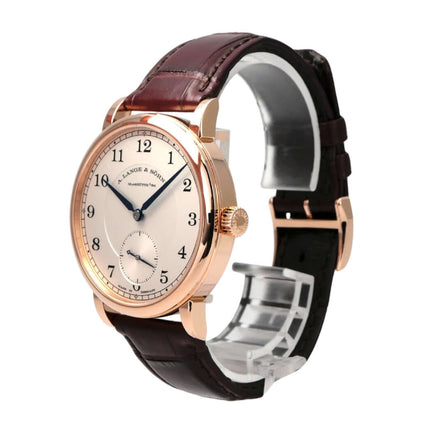 A. Lange & Söhne 1815 Rotgold 235.032 mit braunem Alligatorlederband und silbernem Zifferblatt