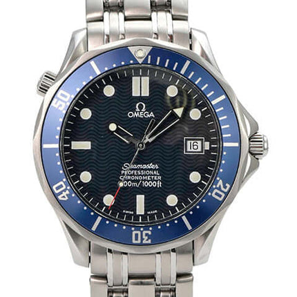 Omega Seamaster Diver 300M 2531.80.00 Edelstahl-Taucheruhr mit blauem Zifferblatt, Lünette und Stahlband