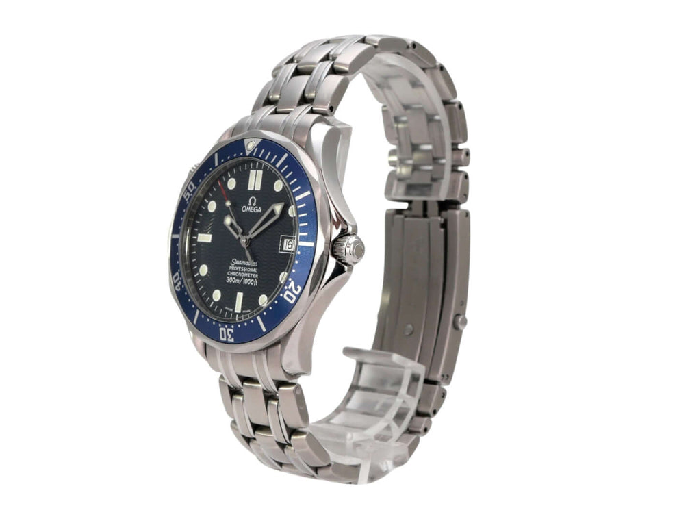 Omega Seamaster Diver 300M 2531.80.00 Edelstahl-Sportuhr mit blauem Zifferblatt und Stahlband