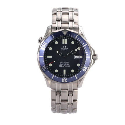 Omega Seamaster 300M Quarz 2541.80.00 Edelstahl, blaues Zifferblatt, Taucheruhr mit Heliumventil und einseitig drehbarer Lünette.