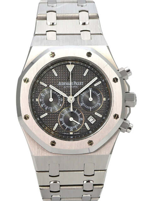 Audemars Piguet Royal Oak Chronograph 25860ST.OO.1110ST.01 mit schwarzem Zifferblatt und Edelstahlband.