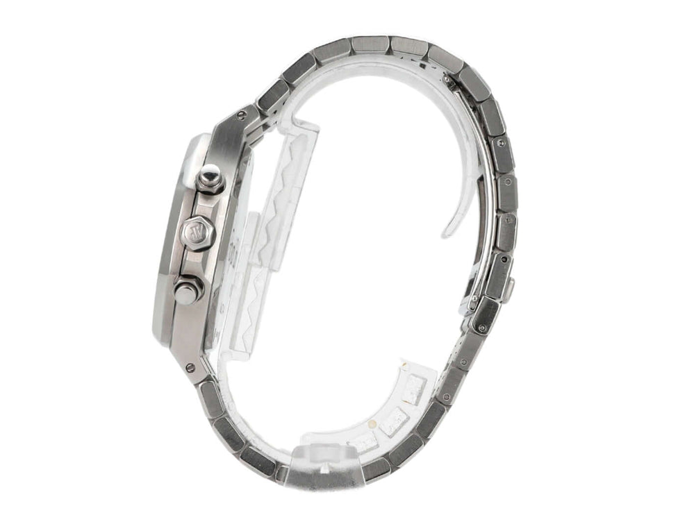 Seitenansicht der Audemars Piguet Royal Oak Chronograph 25860ST.OO.1110ST.01 mit Edelstahl-Gehäuse und Band.