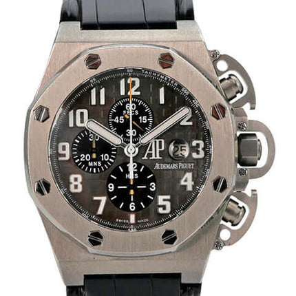 Audemars Piguet Royal Oak Offshore T3 Limited 25863TI.OO.A001CU.01 Titanuhr mit grauem Zifferblatt und Lederband