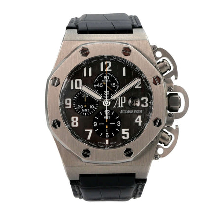 Audemars Piguet Royal Oak Offshore T3 Limited 25863TI.OO.A001CU.01 Titan Chronograph mit schwarzem Lederband