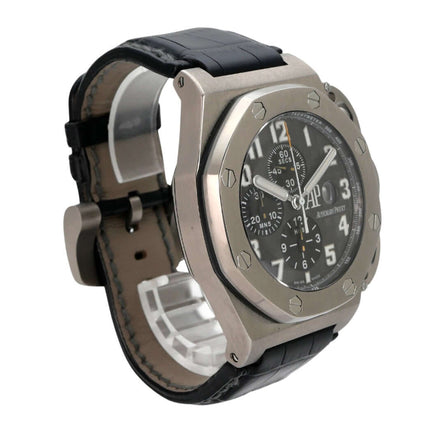 Audemars Piguet Royal Oak Offshore T3 Limited 25863TI.OO.A001CU.01 Titanuhr mit schwarzem Lederband und grauem Zifferblatt