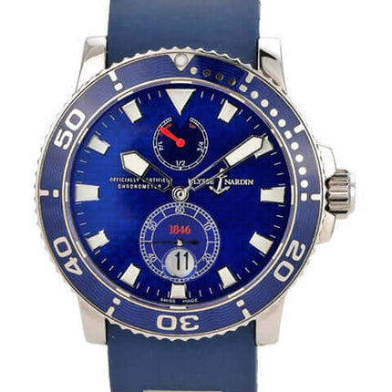 Ulysse Nardin Marine Diver 260-32-3A Uhr mit blauem Zifferblatt, Kautschukarmband und 45 mm Gehäusedurchmesser.