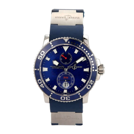 Ulysse Nardin Marine Diver 260-32-3A Uhr, 18 kt Weißgold, schwarzes Zifferblatt, Kautschukarmband, wasserdicht bis 20 bar.