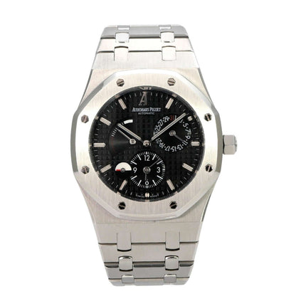 Audemars Piguet Royal Oak Dual Time 26120ST.OO.1220ST.03 Edelstahlarmband mit schwarzem Zifferblatt